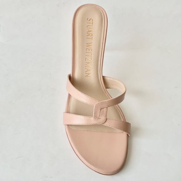 Stuart Weitzman Soiree Sleek 75 Sandal Stiletto Heel Poudre Leather Pumps 8.5 - Picture 16 of 16